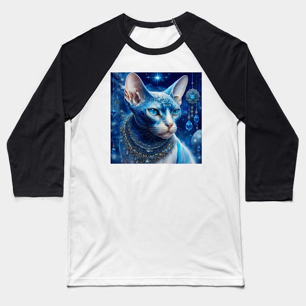 Dazzling Blue Sphynx Baseball T-Shirt by Enchanted Reverie